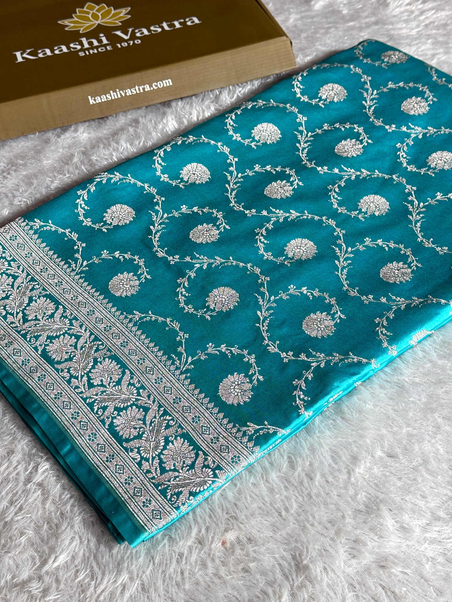 Sea blue premium Banarasi Mashru katan silk saree MK234