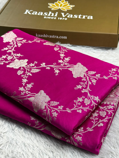Rani pink color premium Banarasi Mashru katan silk saree MK240
