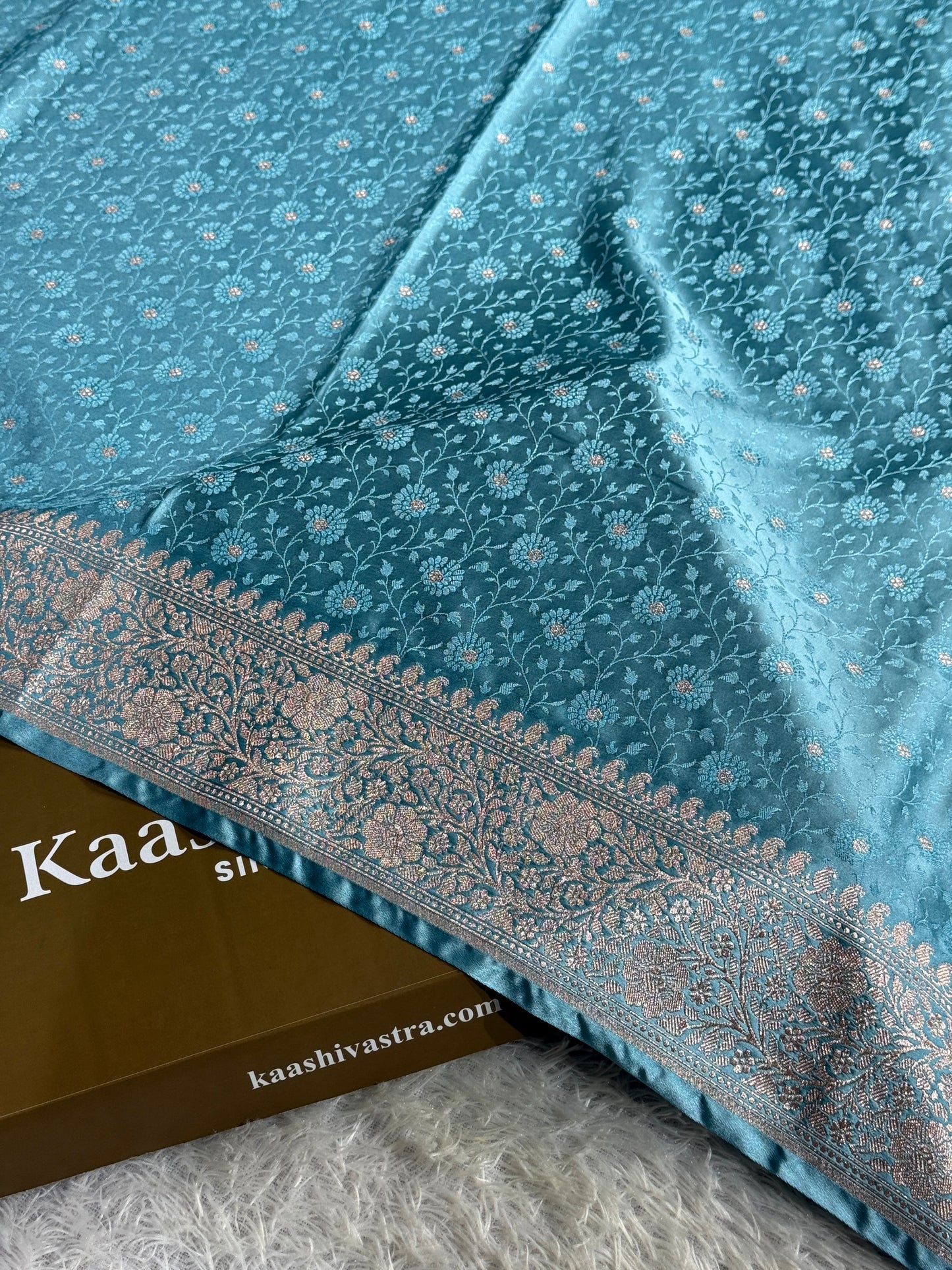 Light blue premium Banarasi Mashru katan silk saree MK261