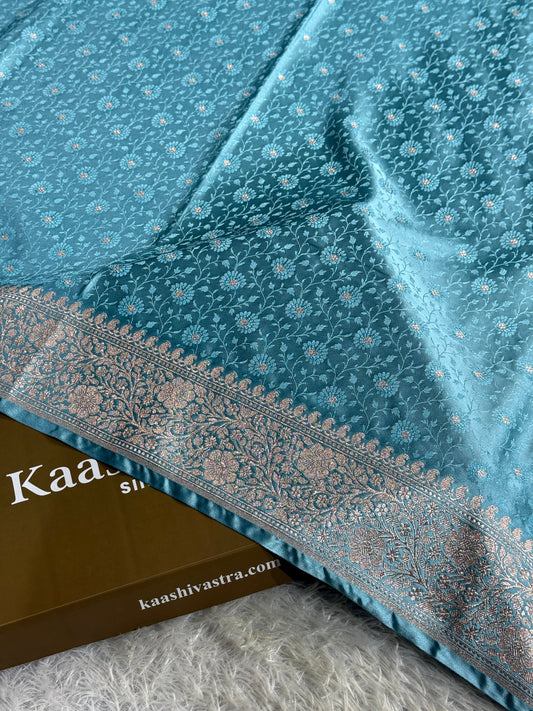 Light blue premium Banarasi Mashru katan silk saree MK261