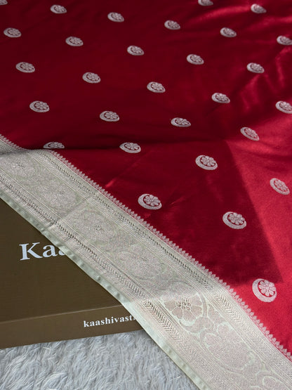 Maroon with off white colour premium Banarasi Mashru katan silk saree MK331