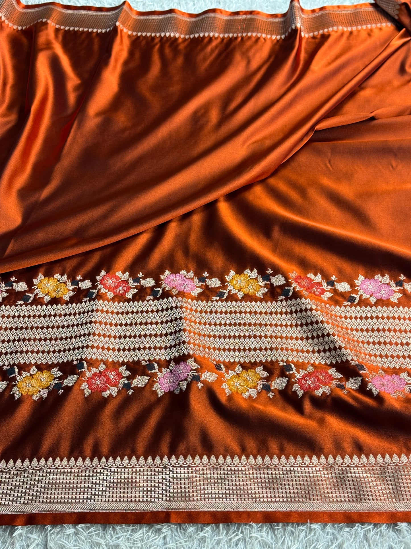 Dark mustard colour premium Banarasi Mashru katan silk saree MK332