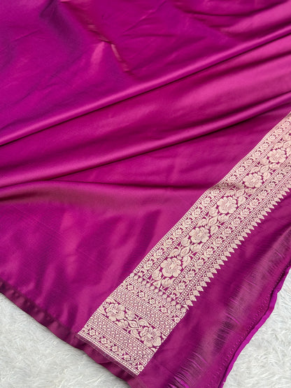 Majanta colour premium Banarasi tilfi Mashru katan silk saree MK318