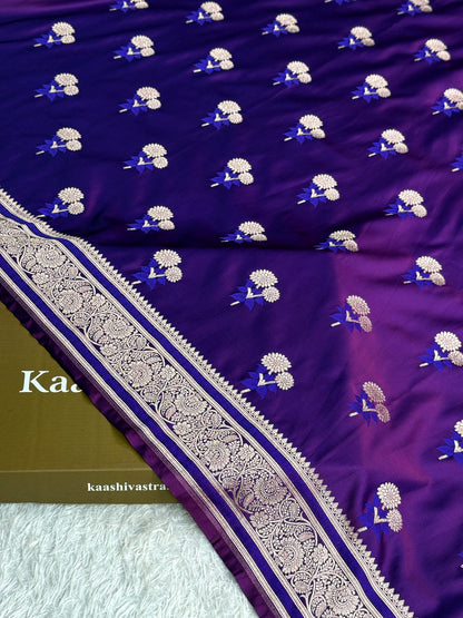 Purple colour premium Banarasi Mashru katan silk saree MK324