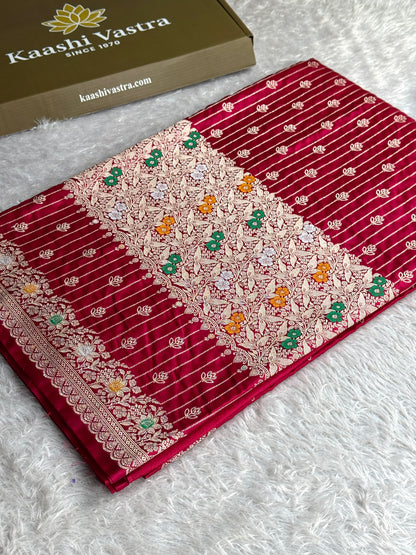 Hot pink colour premium Banarasi Mashru katan silk saree MK292