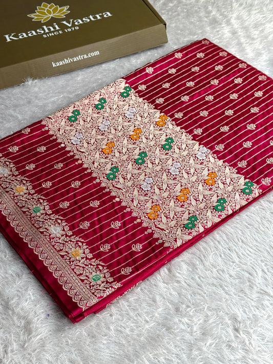 Hot pink colour premium Banarasi Mashru katan silk saree MK292