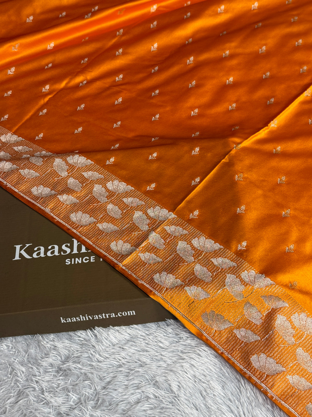 Orange colour premium Banarasi Mashru katan silk saree MK306
