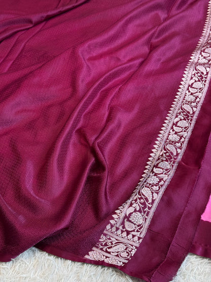 Pink with brown colour premium Banarasi Mashru katan silk saree MK281