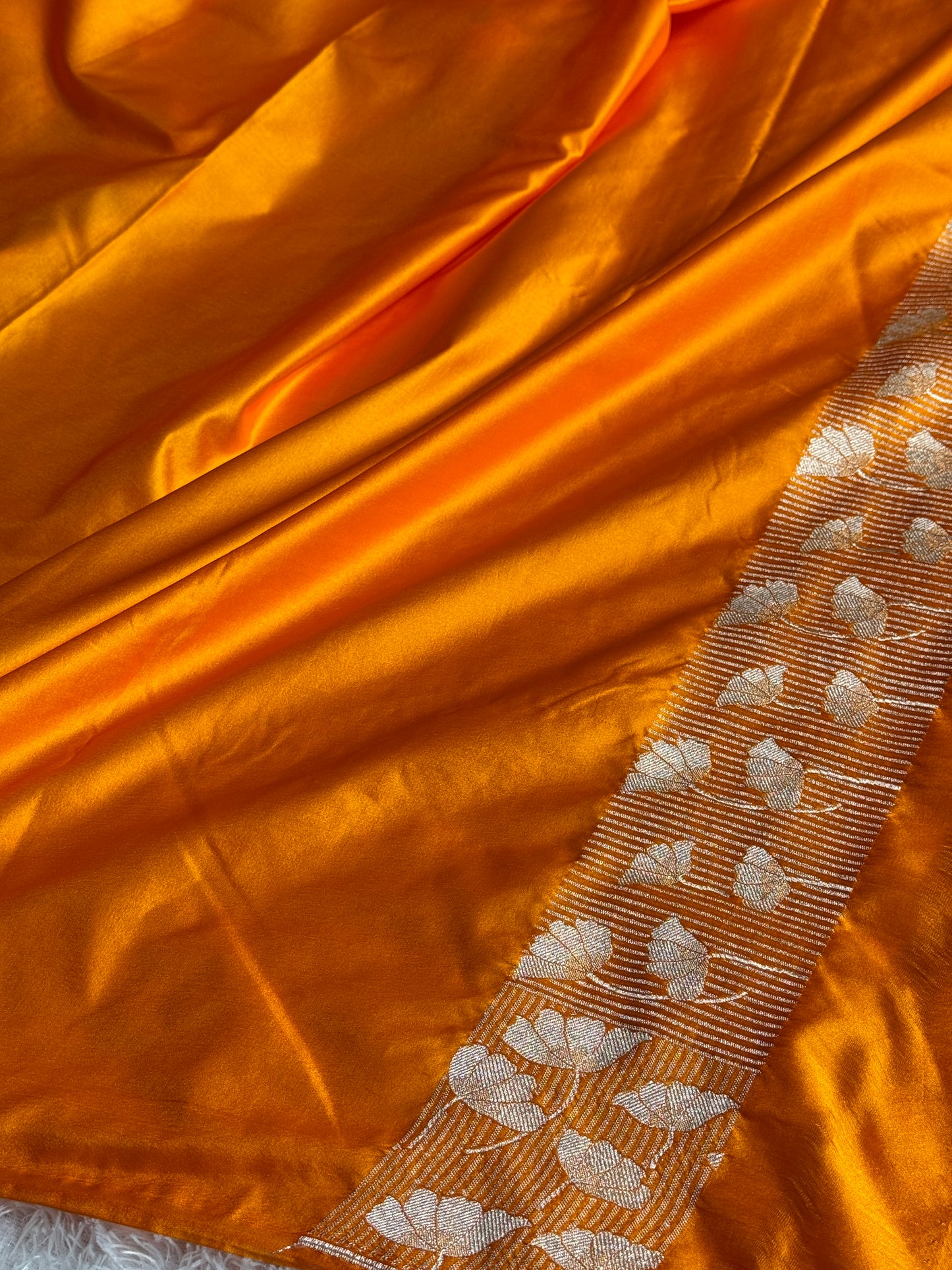 Orange colour premium Banarasi Mashru katan silk saree MK306