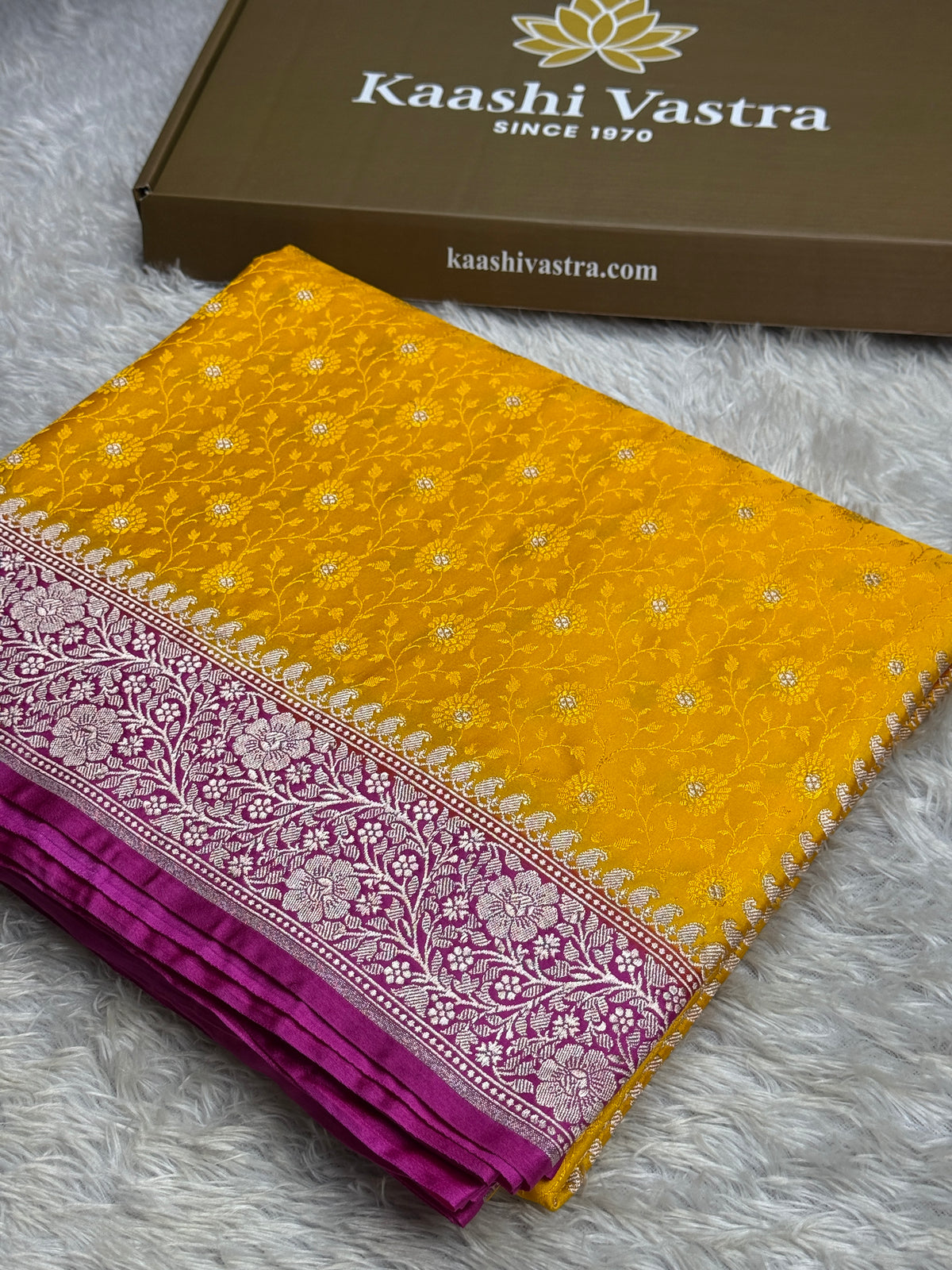 Yellow and pink color premium Banarasi Mashru katan silk saree MK248