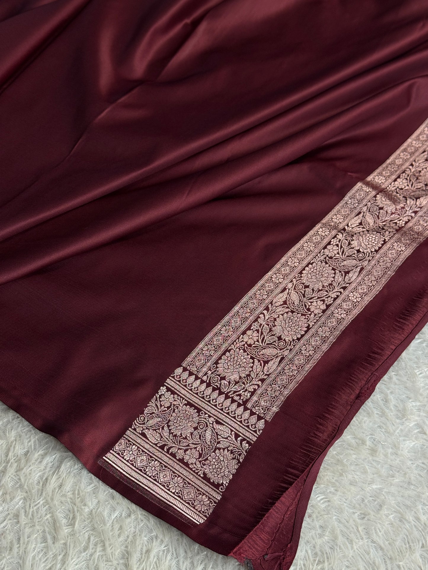 Coffee brown colour premium Banarasi Mashru katan silk saree MK348