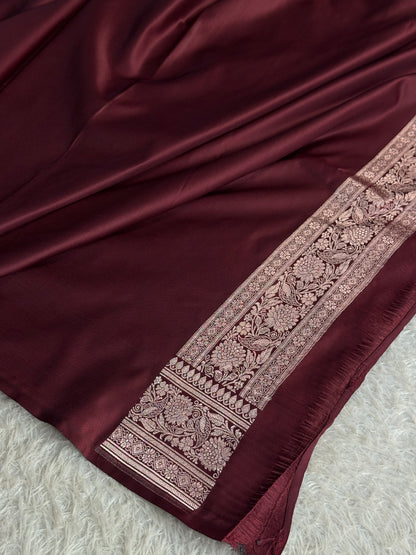 Coffee brown colour premium Banarasi Mashru katan silk saree MK348