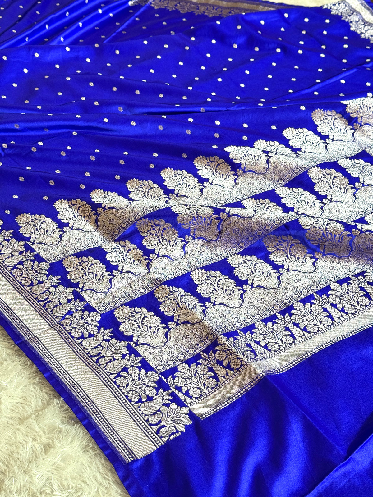 Royal blue premium Banarasi Mashru katan silk saree MK233