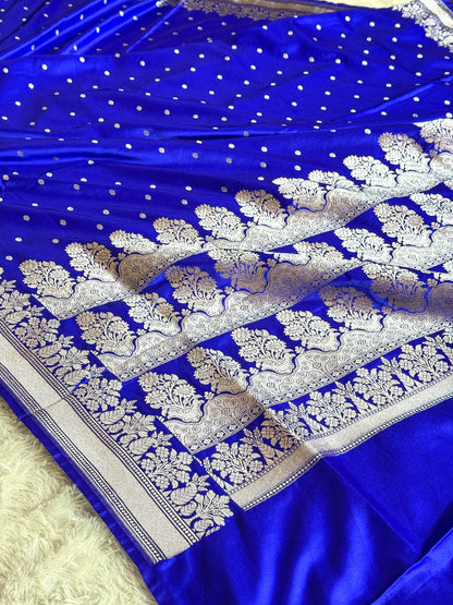 Royal blue premium Banarasi Mashru katan silk saree MK233