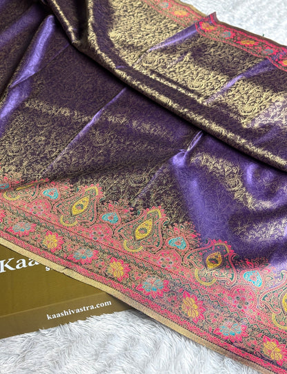 Purple colour premium banarasi soft tissue silk saree TS111