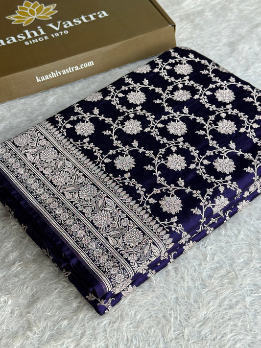 Dark purple colour premium Banarasi Mashru silk saree MK328