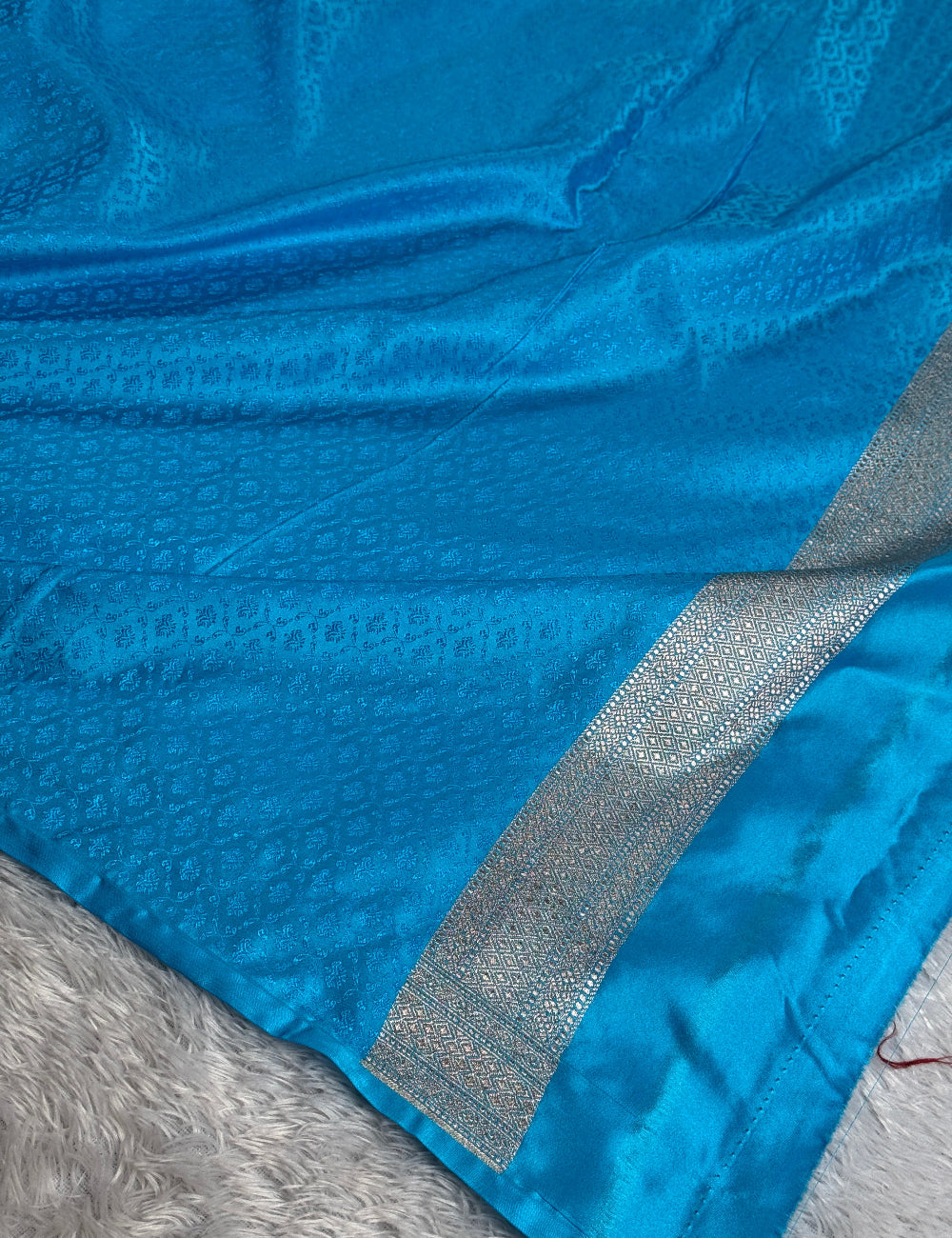 Sky blue colour premium Banarasi Mashru katan silk saree MK276