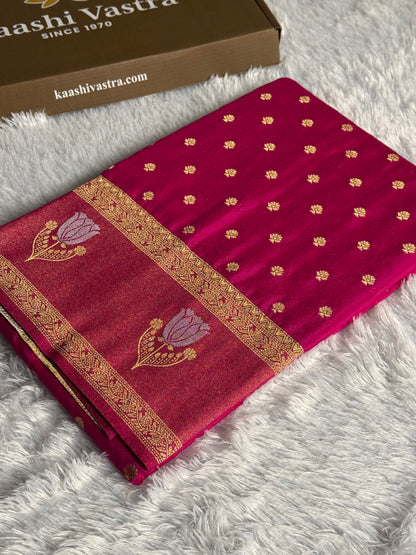 Rani pink colour premium Banarasi georgette silk saree CR117