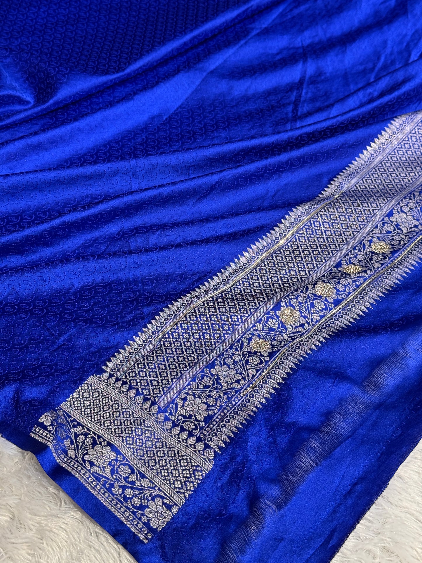 New Bridal Royal blue premium Banarasi Mashru katan silk saree MKB101