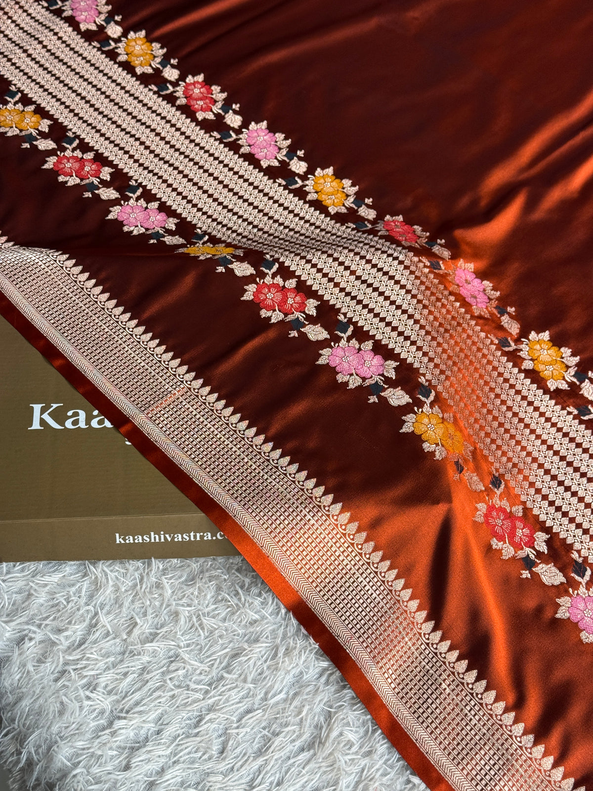 Dark mustard colour premium Banarasi Mashru katan silk saree MK332