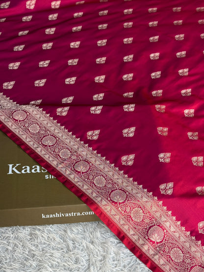 Hot pink colour premium Banarasi Mashru katan silk saree MK341