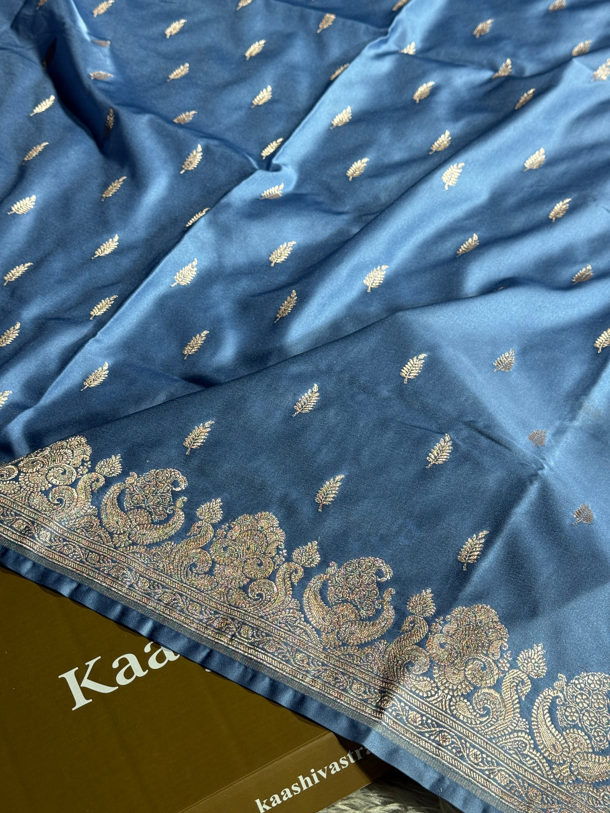 Pastel light blue premium Banarasi Mashru katan silk saree MK244