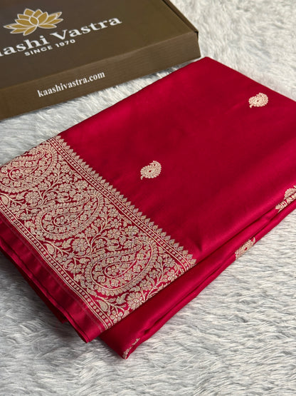 Hot pink colour premium Banarasi Mashru katan silk saree MK309