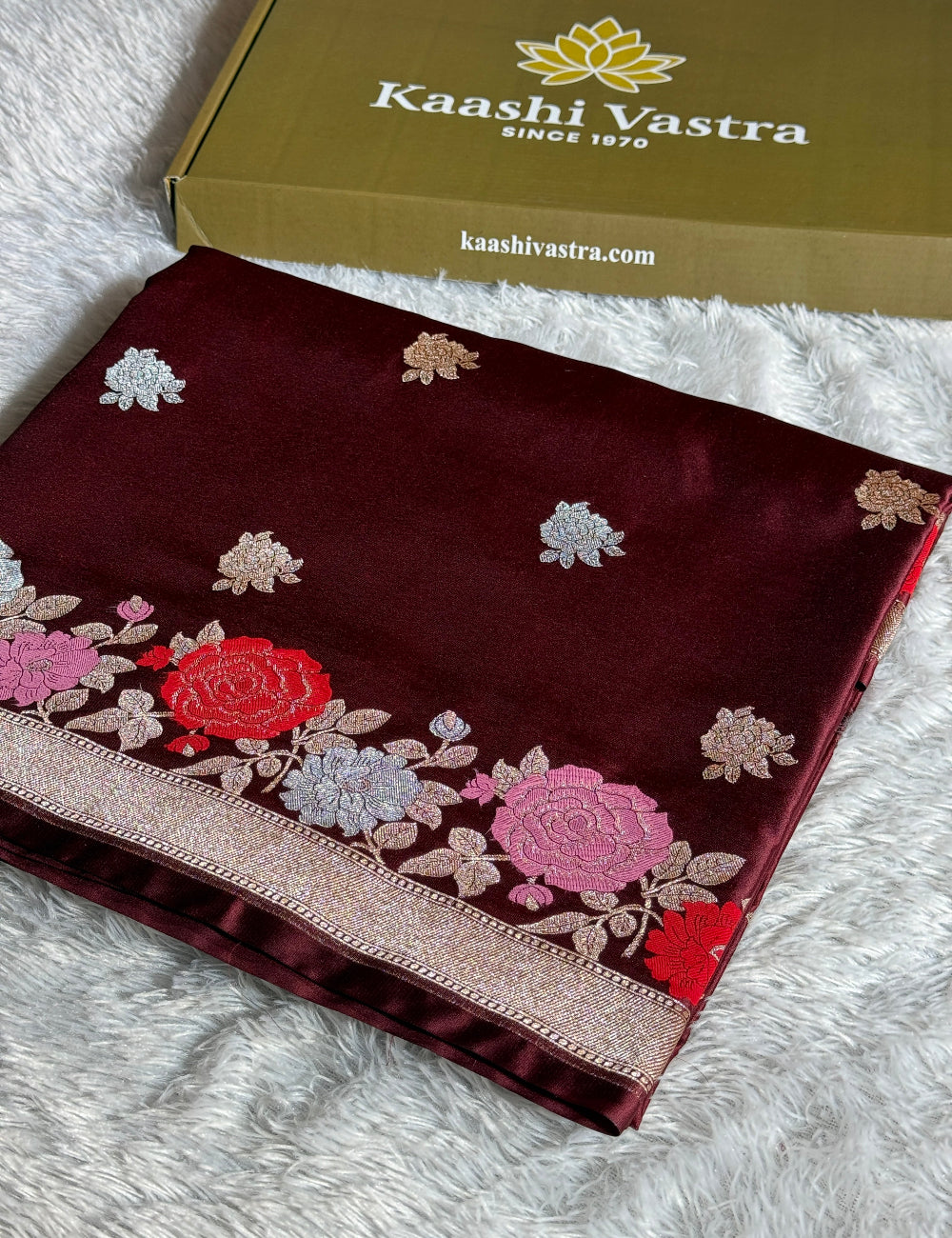 Maroon colour premium Banarasi tilfi Mashru katan silk saree MK217