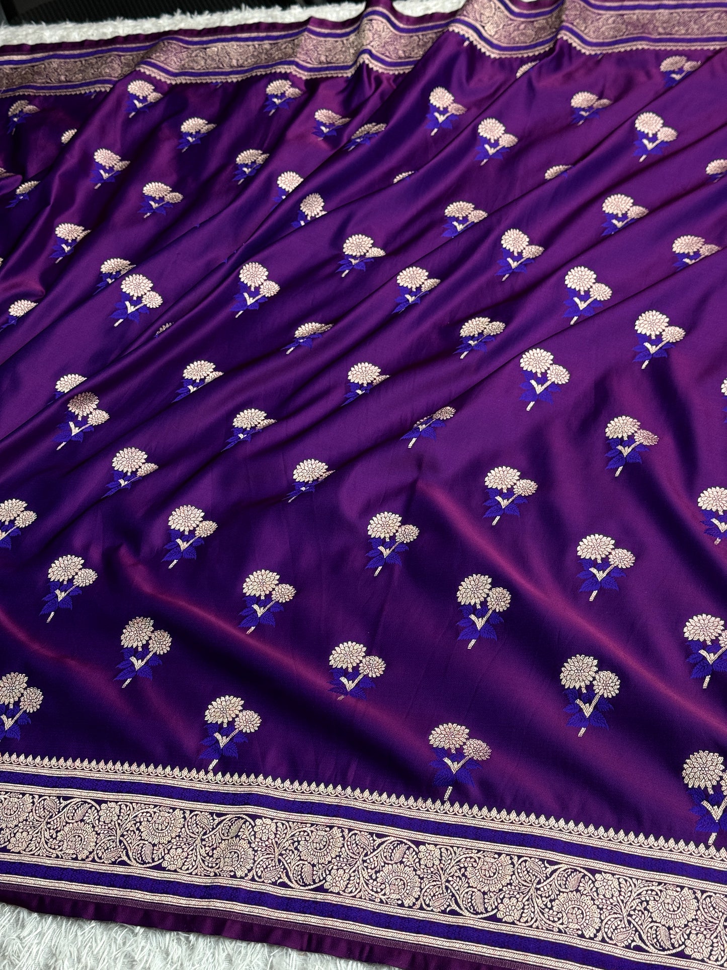 Purple colour premium Banarasi Mashru katan silk saree MK324