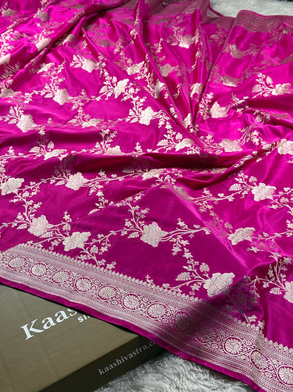 Rani pink color premium Banarasi Mashru katan silk saree MK240