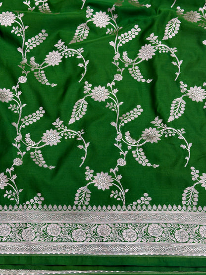 Green premium Banarasi Mashru katan silk saree MK180