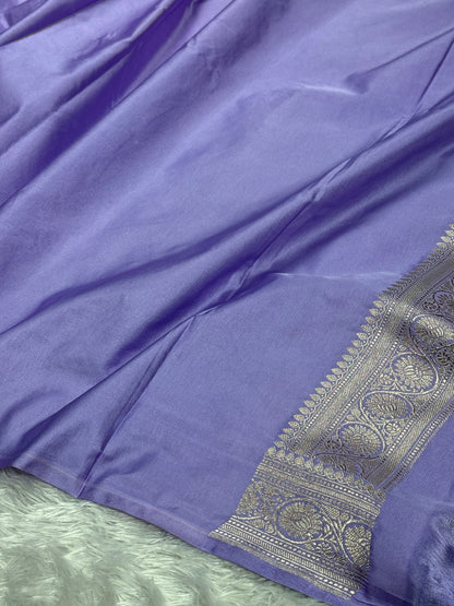 Lavender color premium Banarasi Mashru katan silk saree MK241
