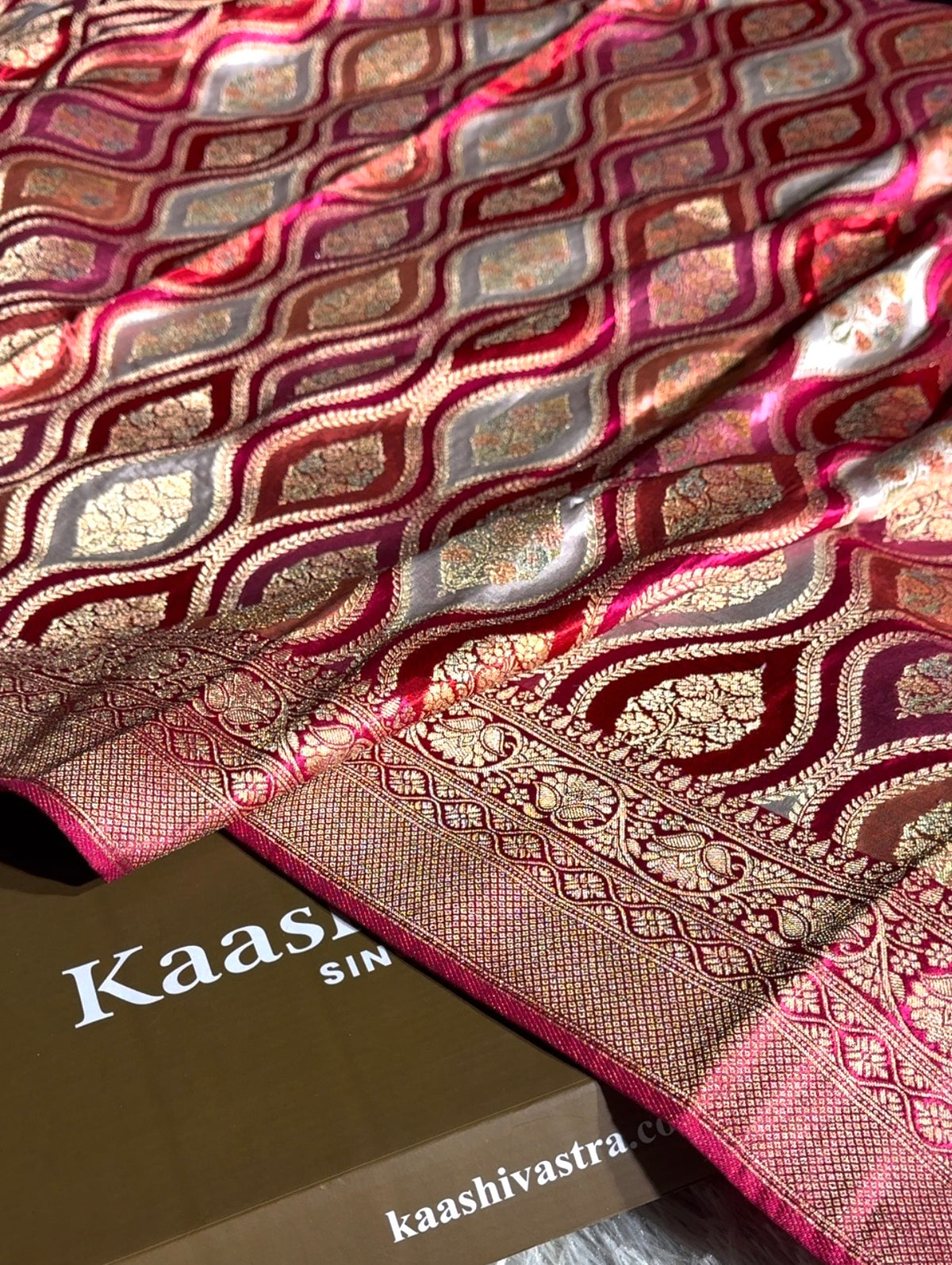Banarasi pure soft satin pashmina silk saree
