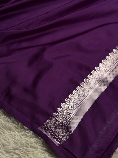Purple color premium Banarasi Mashru katan silk saree MK264