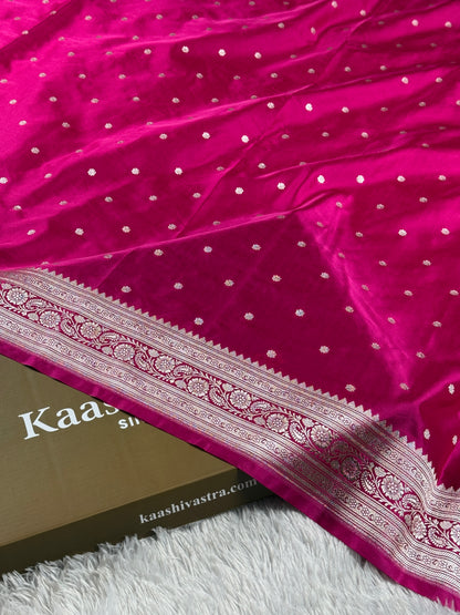 Rani pink premium Banarasi Mashru katan silk saree MK225