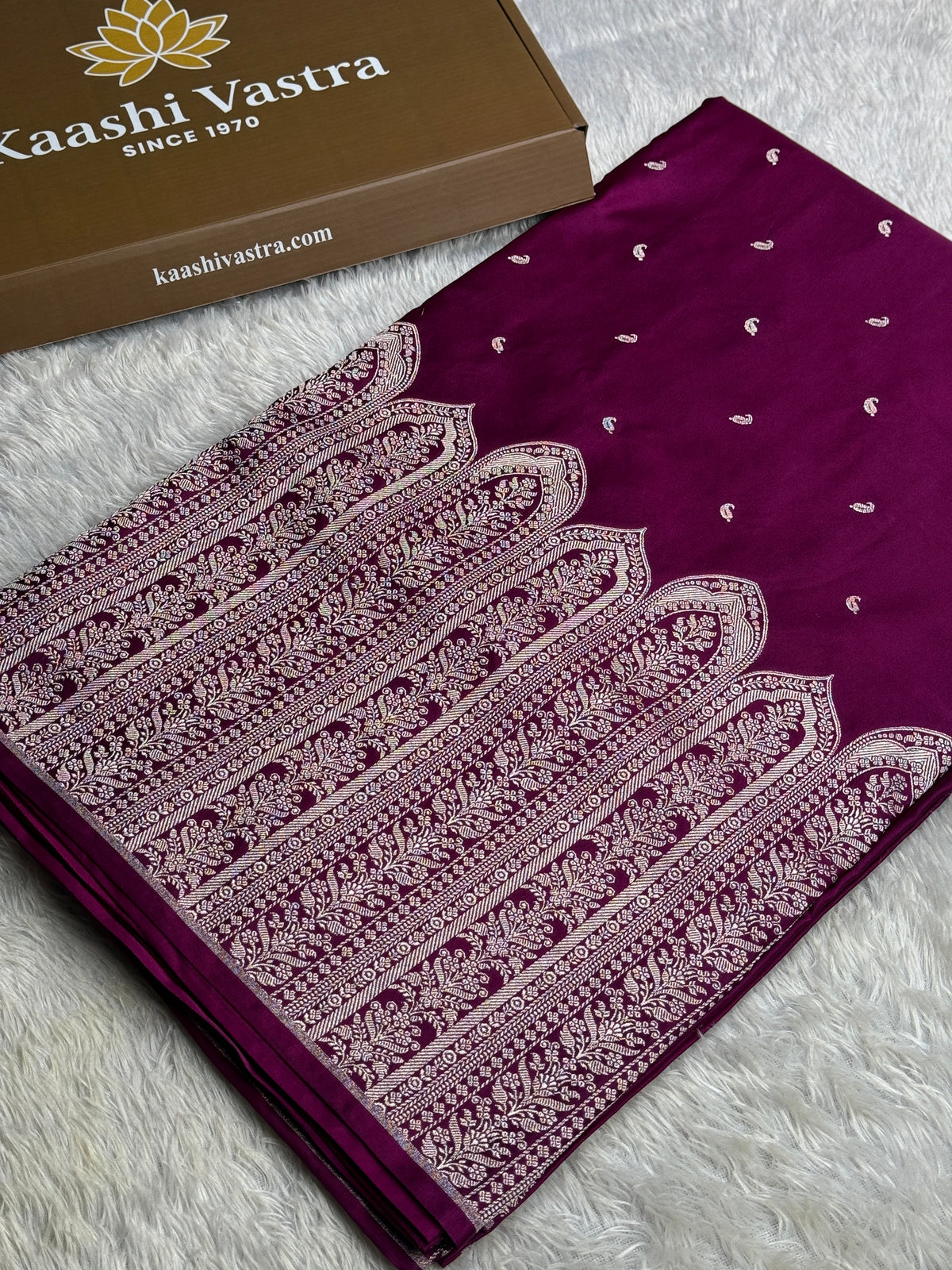 Dark Purple color premium Banarasi Mashru katan silk saree MK189