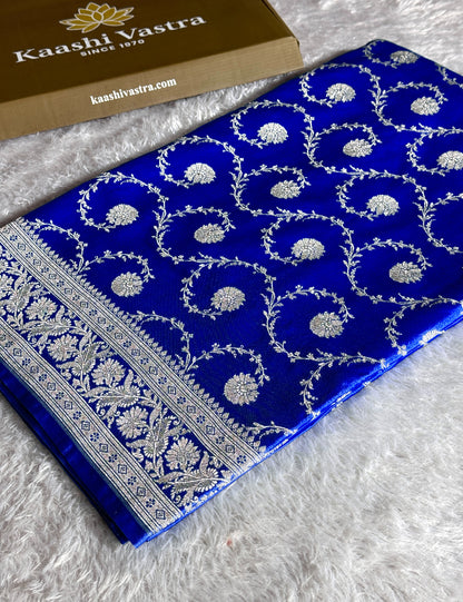 Royal blue color premium Banarasi mashru katan silk saree MK234