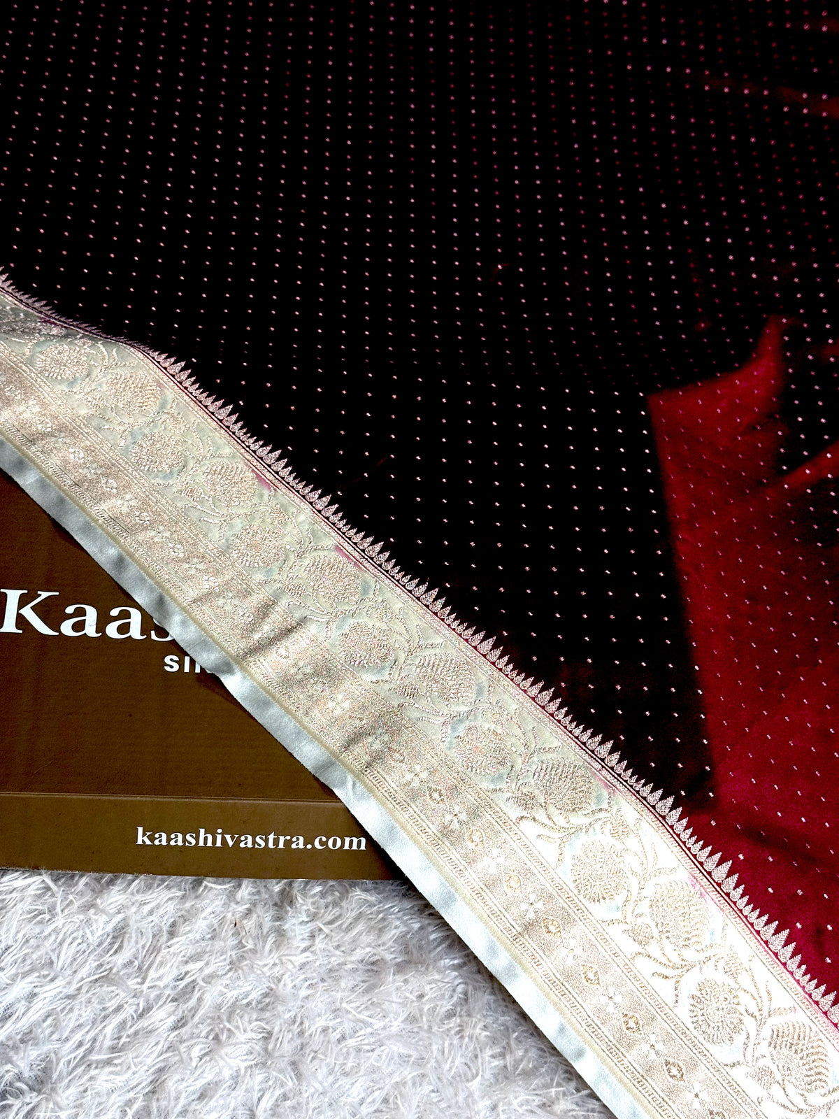 Maroon with off white colour premium Banarasi Mashru katan silk saree MK355