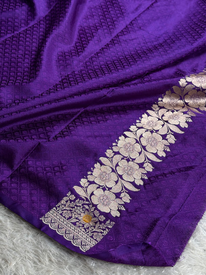 Purple colour premium Banarasi tilfi Mashru katan silk saree MK292