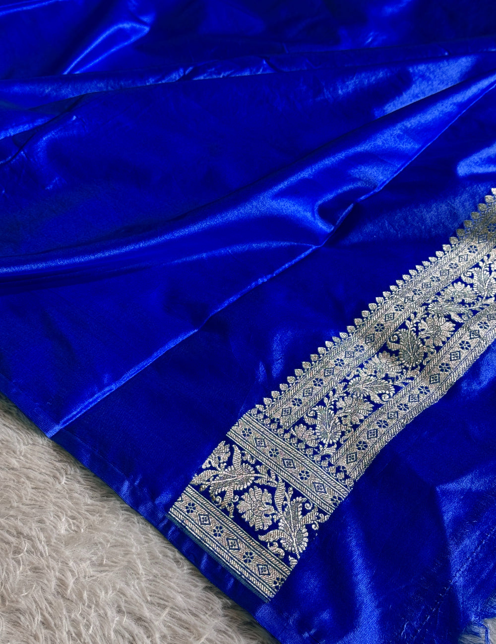 Royal blue color premium Banarasi mashru katan silk saree MK234