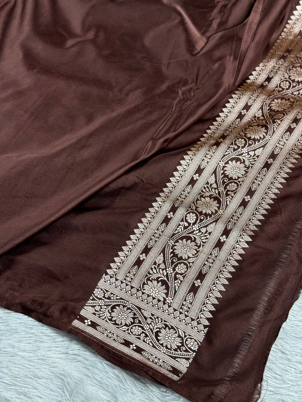 Coffee brown color premium Banarasi Mashru katan silk saree MK266