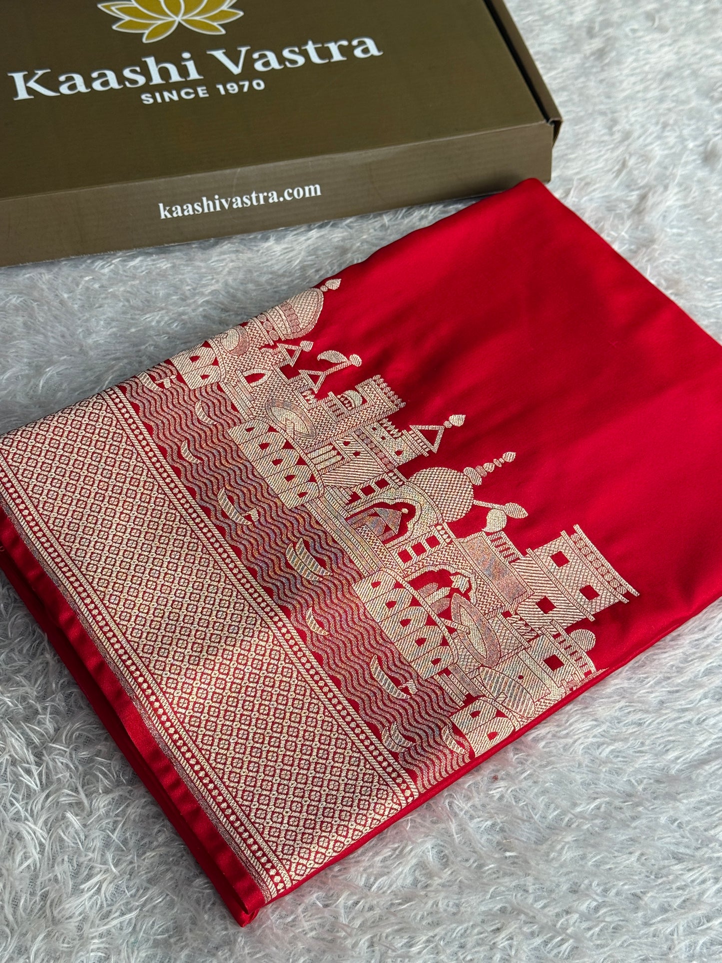 Red colour premium Banarasi Mashru katan silk saree MK342