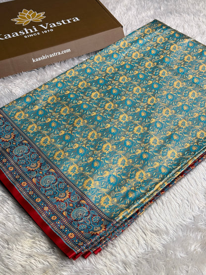 Sea blue premium Banarasi jamawar tanchui katan silk saree JKT101