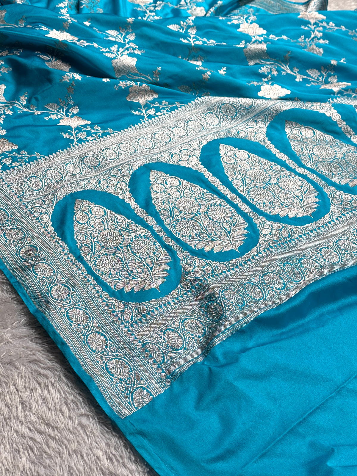 Sky blue premium Banarasi Mashru katan silk saree MK240