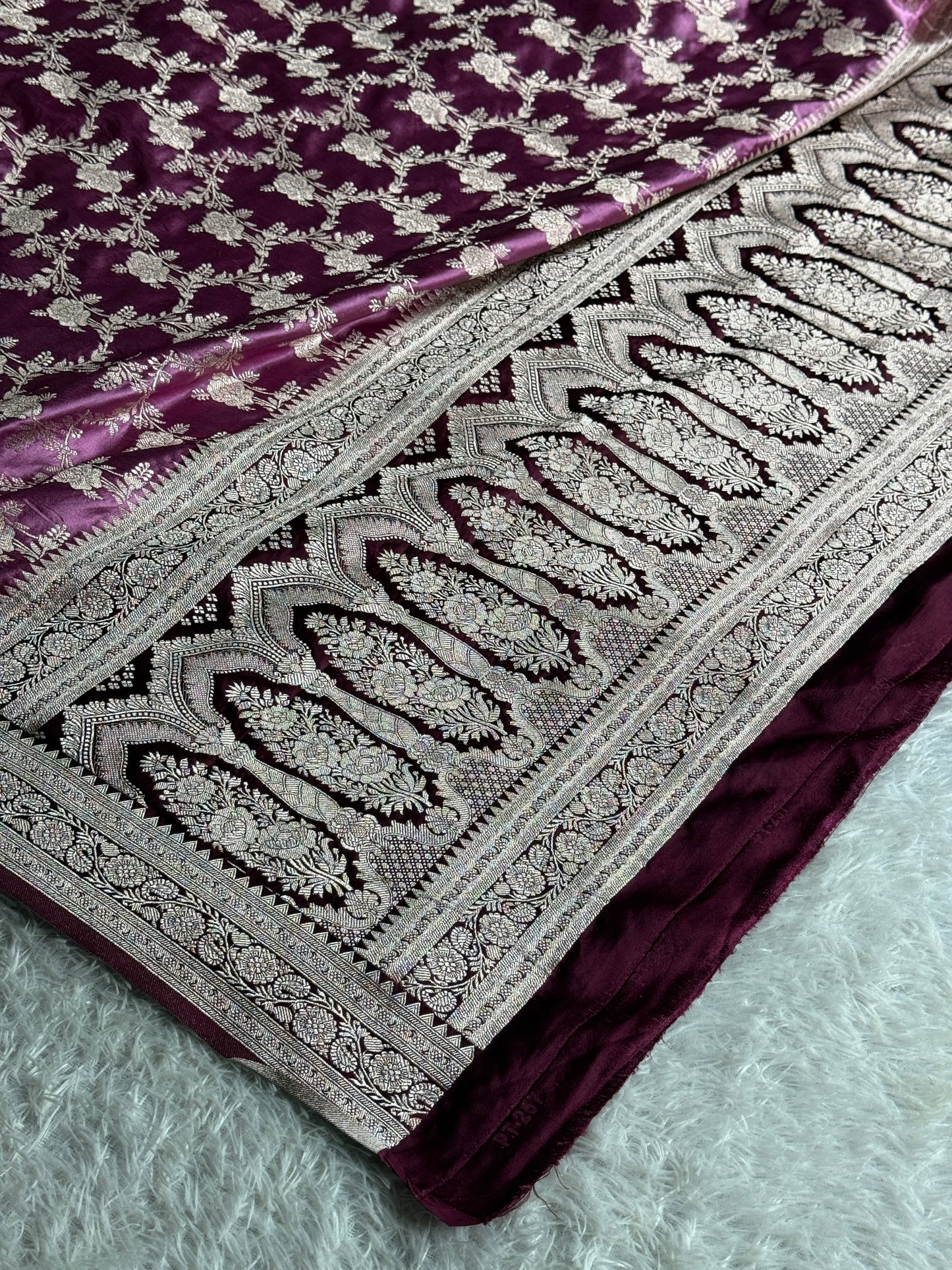 Onion pink with brown colour premium Banarasi Mashru katan silk saree MK285