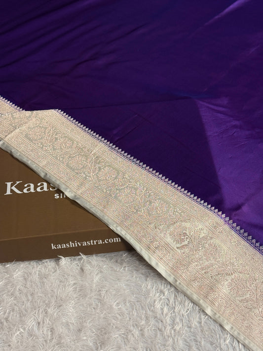 Purple with off white colour premium Banarasi Mashru katan silk saree MK313
