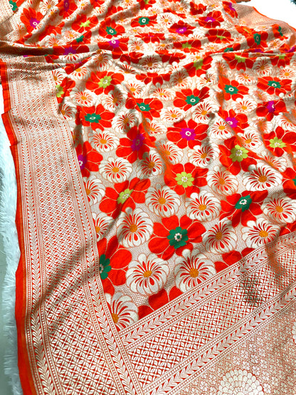 Orange premium Banarasi Mashru katan silk saree MK187