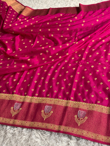 Rani pink colour premium Banarasi georgette silk saree CR117