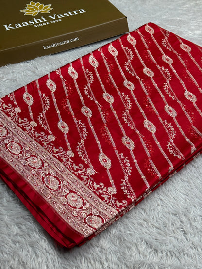Red color premium Banarasi Mashru katan silk saree MK238