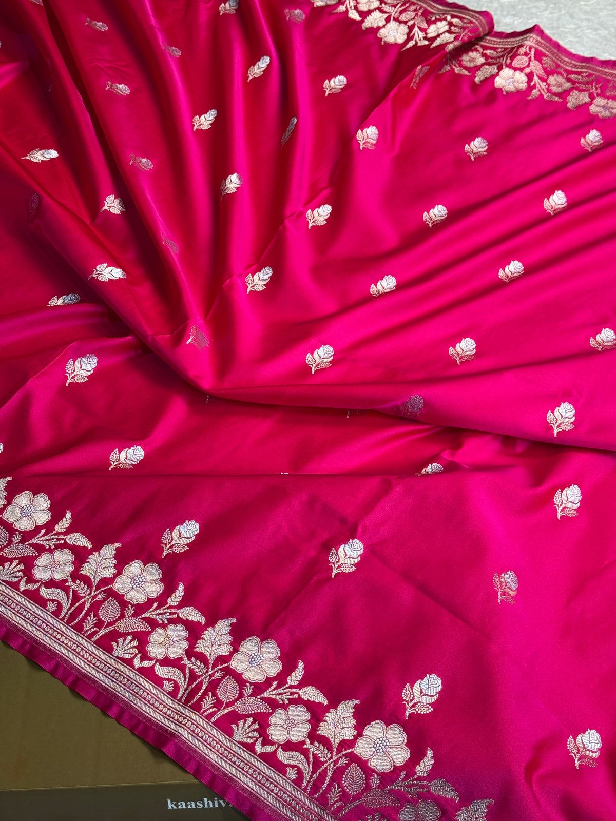 Rani pink color premium Banarasi Mashru katan silk saree MK239